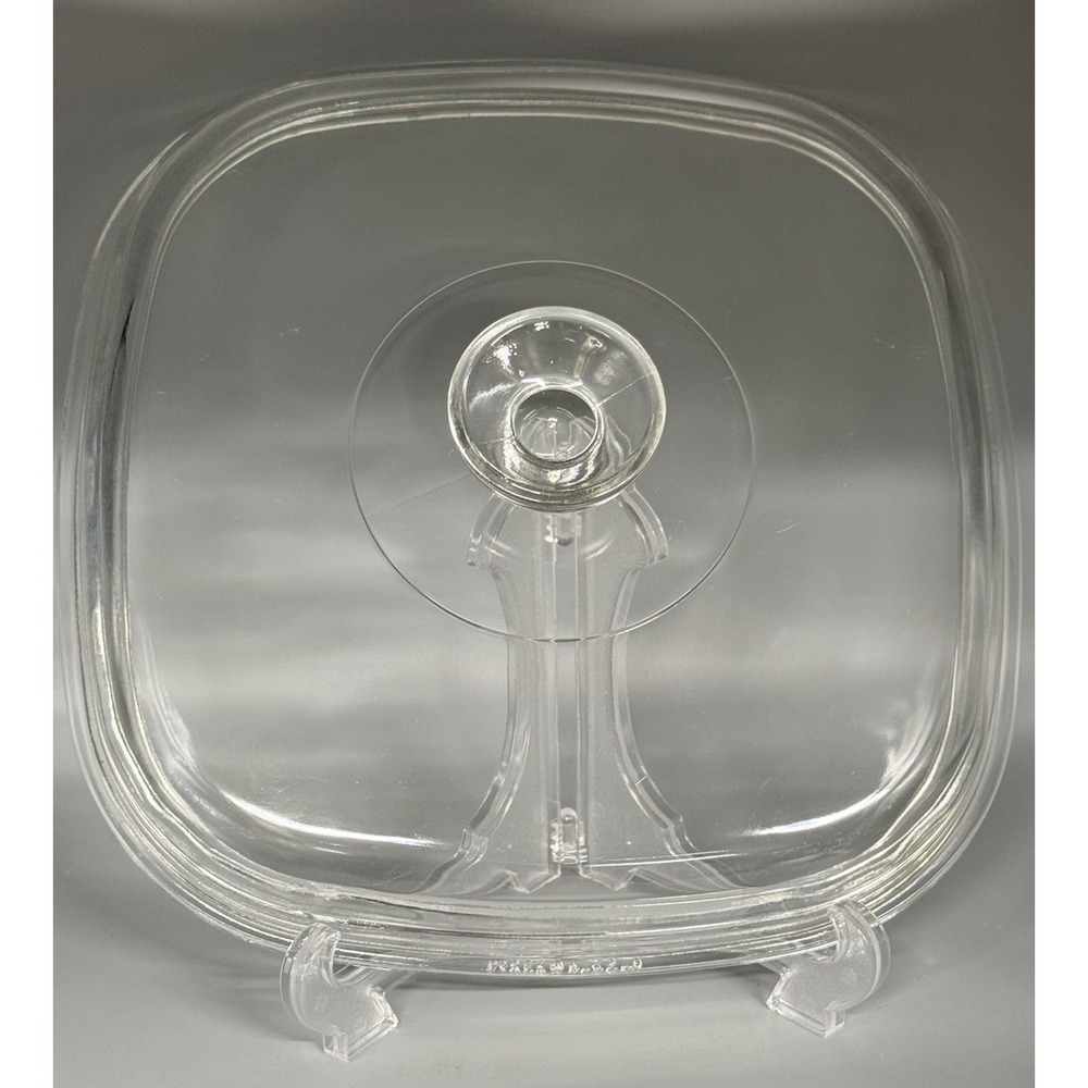 Vintage Corning Ware PYREX A-12-C Square Glass Domed Lid Clear